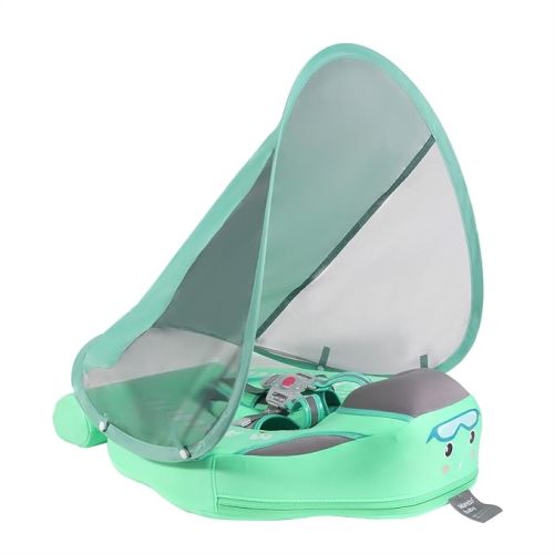 Mambobaby Float with Canopy Size Improved Non Inflatable Infant Baby Pool Float Smart Mambo Float Swim Trainer Baby Swim Float Mambo Baby Float Solid Air Free Water Waist Swimming Ring