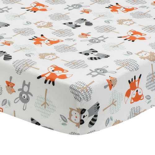 Woodland Friends Fox/Owl/Raccoon Fitted Crib Sheet - White
– Lambs & Ivy