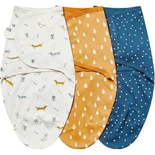 insular Baby Swaddle Wrap, Swaddle Blanket for Newborn and Infant, Adjustable Velcro Soft Cotton Baby Sleep Sack 3 Pack, Medium(3-6 Month), Dachshund