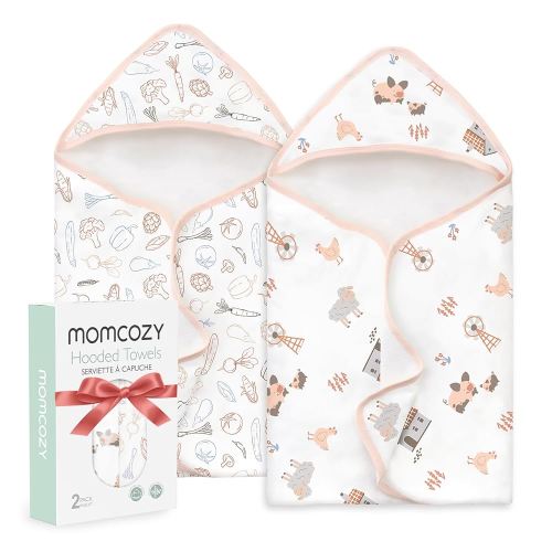 Momcozy Best Wishes Baby Towel with Hooded-Original Design Baby Towel Set -Soft & Absorbent- Shower Gifts or Bath Essential for Infant, Newborn, Toddler