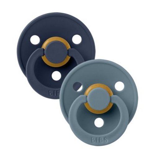BIBS Colour Latex Infant Pacifier Size 1, 0-6 Months, Deep Space/Petrol, 2 Count