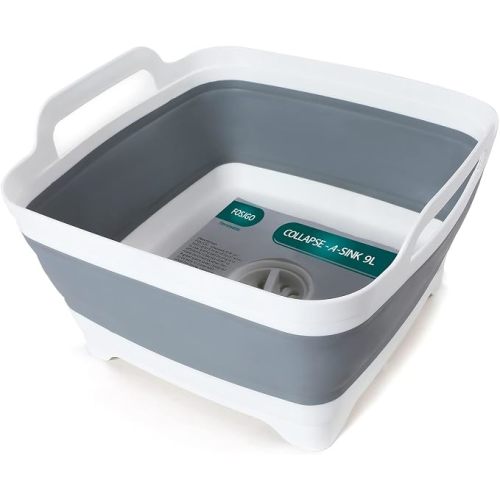 Collapsible Dish Basin with Drain Plug, Foldable Sink, 2.4 Gal (9L)