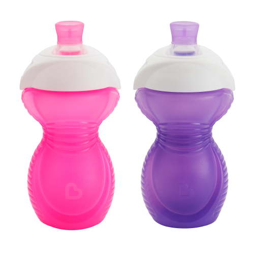 Munchkin Click Lock Bite Proof Infant Sippy Cup, 9 oz, Pink/Purple, Unisex, 2 Pack