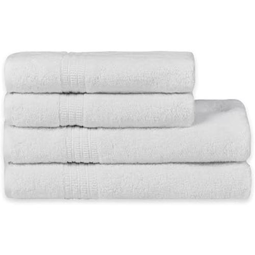 HOMELOVER 4 Piece Towel Set - 100% Organic Cotton 2 Bath Towels & 2 Hand Towels - 500 GSM, Hotel Quality, Soft, Highly Absorbent & Quick Drying Wash Towels for Kitchen & Bathroom (Snow White)