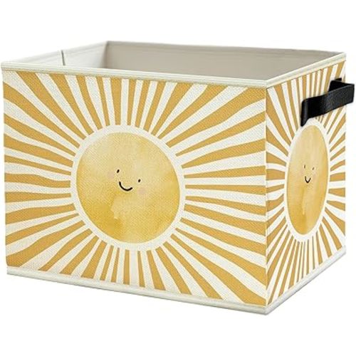 Boho Sunshine Classroom Storage Bins Box with Handles, Cute Boho Abstract Sunshine Collapsible Basket Organizer for Kids Nursery Room Bedroom Bathroom Toys Books Clothes