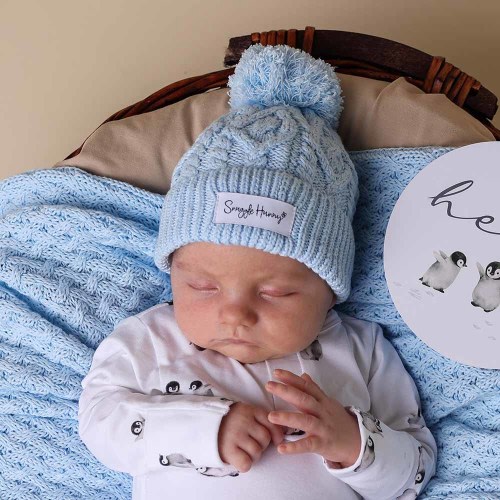 Organic Baby Blue Knit Beanie | Snuggle Hunny