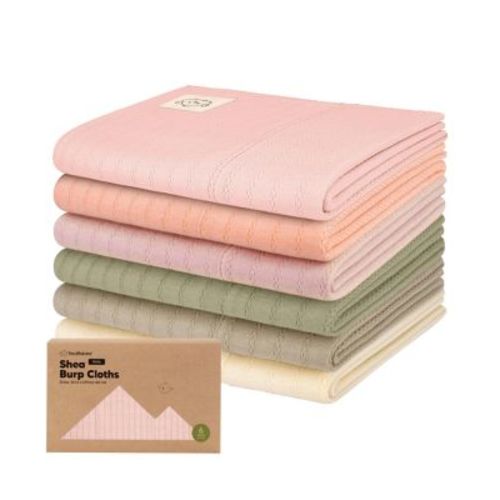 Kids 6pk Shea Burp Cloths, Cotton Burping Cloths for Babies, Boys, Girls, Soft & Absorbent Spit Up Rag