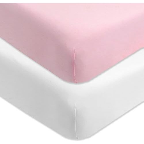 HonestBaby 2-Pack Organic Cotton Fitted Crib Sheets, Light Pink, One Size