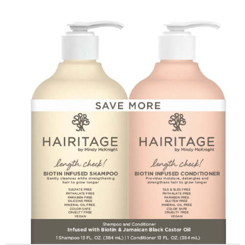 Hairitage Biotin Castor Oil Moisturizing Shampoo and Conditioner for Hair Growth and Volume 13oz
