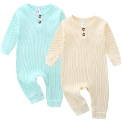 Baby Boy Girl Clothes 2 Pack Short/Long Sleeve Snap Closure Romper for Infants