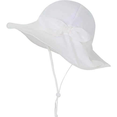 Baby Girl Sun Hat Summer Beach Hats with UPF 50+ Toddler Infant with Wide Brim Strap Outdoor Bucket Hat