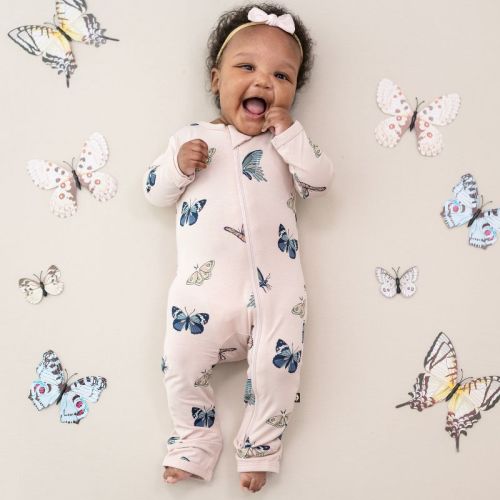 Zippered Romper in Blush Butterfly 6-12 mo.