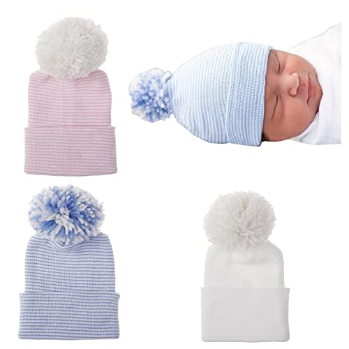 upeilxd Newborn Baby Hat Infant Caps Baby Boy Girl Toddler Hospital Hats Bow Double Layer Knit Beanie Cap for 0-3 Months