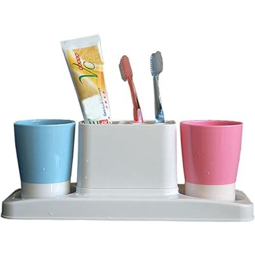 Bathroom Toothbrush Toothpaste Stand Organizer Plastic Storage Rack Set