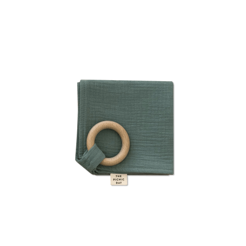 Organic Cotton Burp Cloth with Teether Matcha
