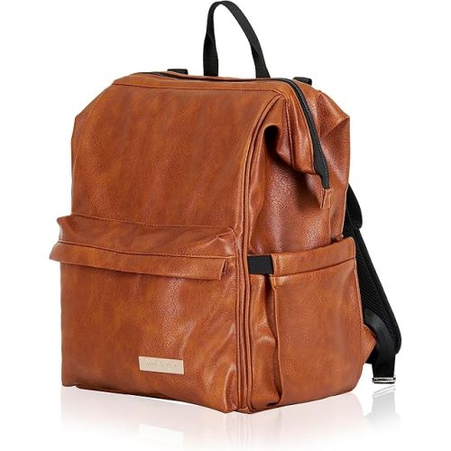 Hannah & Sophia Soho Traverse Diaper Backpack in Cognac