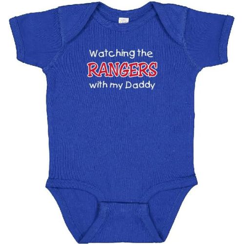 Curiositees Watching the Rangers with My Daddy Baby Boy's Bodysuit Outfit Tee - Royal
