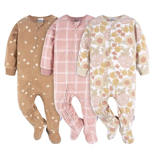 Gerber Baby Girls' Flame Resistant Fleece Footed Pajamas 3-pack