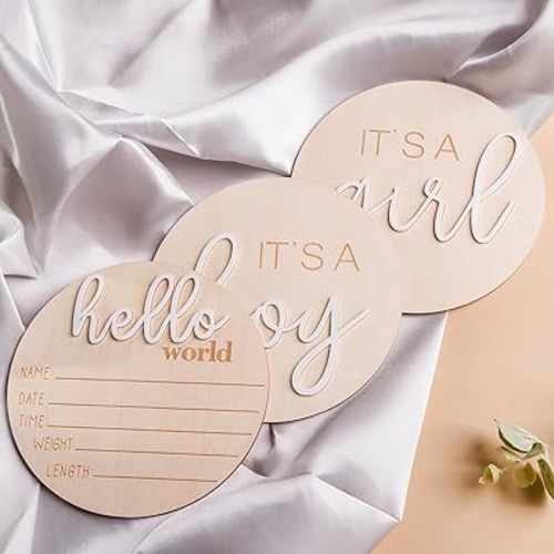 Its a Boy Its a Girl Wooden Sign & Hello World Sign, Baby Birth Announcement Sign, Gender Reveal Wooden Sign for Hospital, Birth Baby Name Plaques for Photo Props, Gender Reveal Decorations