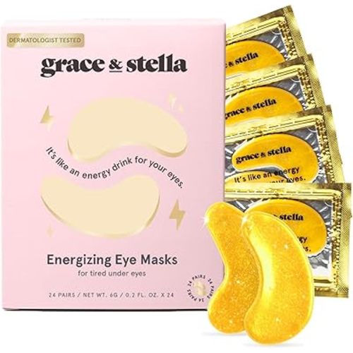 grace & stella Under Eye Mask - Valentines Day Gifts for Women - Reduce Dark Circles, Puffy Eyes, Undereye Bags, Wrinkles - Gel Under Eye Patches - Bridesmaid Gifts - Vegan Self Care (24 Pairs, Gold)