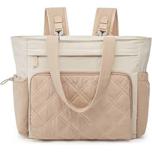 G4Free 3 in 1 Diaper Bag with Insulated Pockets Baby Backpack for Women Men Toddler Diaper Tote with Stroller Buckle Travel Work-Beige Khaki