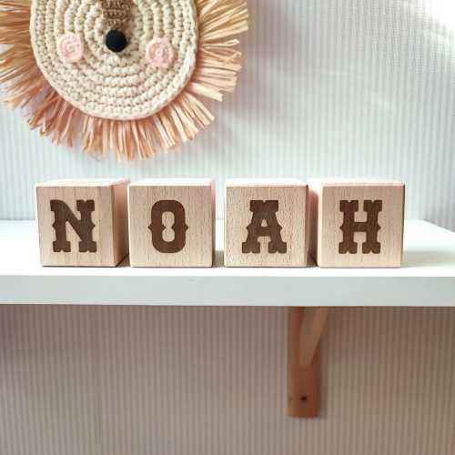 Western Wooden Name Blocks – Custom Nursery or Playroom Decor & New Baby Gift, Natural Wood Toddler Gift for Birthday or Christmas