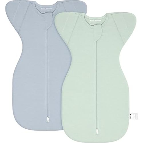 MEXXI Swaddle Baby Sleep Sack With Arms Up, 2 Pack Baby Transitional Swaddle with Double Zipper,0.5 TOG
