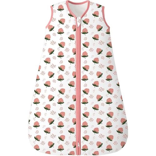 Sleep Sack 6-12 Months TOG 2.5 Winter Baby Wearable Blanket, 100% Cotton Newborn Infant Sleeping Sack with 2-Way Zipper Warm Soft Baby Sleep Sack Strawberry
