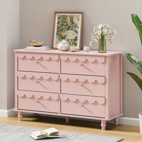 6 Drawers Chest Of Dresser Storage Cabinet Curved Design Organizer
