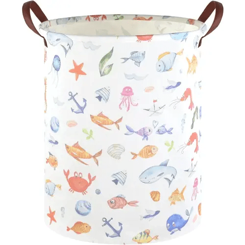 Marine animal kids waterproof foldable laundry basket,Fish Hamper,Nursery Hamper,Baby Storage Baskets for boy Room,Gift Baskets,Home Organizer,Nursery Decor(Fishes)