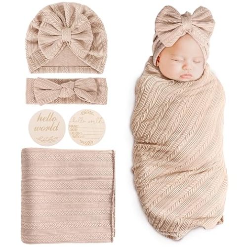 DRESHOW BQUBO Receiving Blanket Headband Set