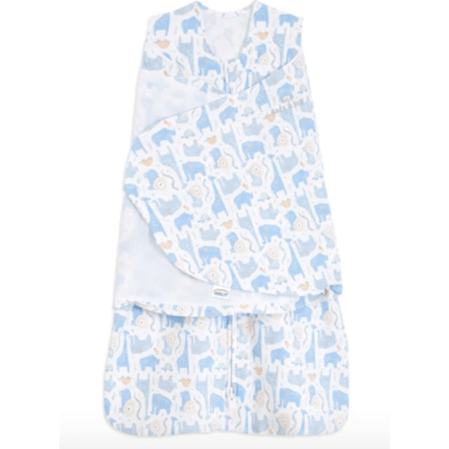 Blue Safari Animals 100% Cotton Baby Swaddle | HALO