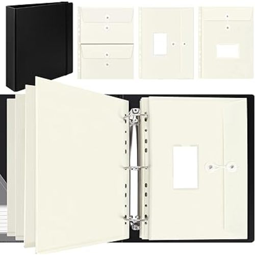 Uquelic Large Folio Document Organizer, Important Document Organizer with 8 Expandable A4 Size & 4 A5 Size Plastic Document Envelopes for Important Paper Files,Photos, Letters, Labels Included (Black)