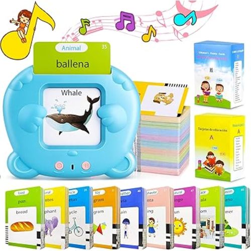 Spanish & English Talking Flash Cards for Toddler 1-6 Year Olds, Learning Montessori Toys with 510 Sight Words, Speech Therapy Toys, Children's Sensory Preschool Learning Educational Birthday Gifts