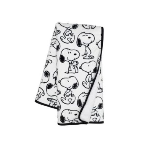 Classic Snoopy Minky and Sherpa Baby Blanket - White/Black
