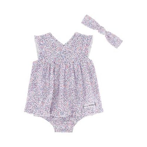 Baby Girls 2-Piece Printed Pique Sunsuit Headband Set