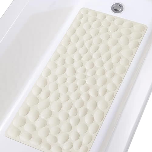 Non-Slip Bathtub Mat OTHWAY Soft Rubber Bathroom Bathmat with Strong Suction Cups (Beige)