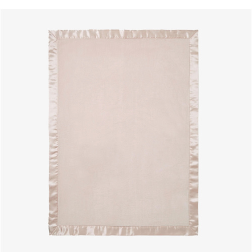 Pale Pink Satin Trim Flannel Fleece Baby Stroller Blanket