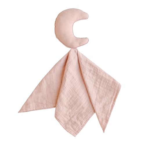 mushie Moon Security Blanket | Baby Lovey | 100% Organic Muslin Cotton (Blush)