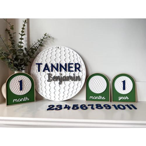 Golf Milestone Markers Golf Milestone Discs Golf Photo Props Personalized Golf Name Sign for Bedroom Golfball Door Sign