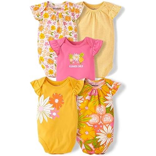 The Children's Place Baby Girls' Short Sleeve Bodysuits, Multipack