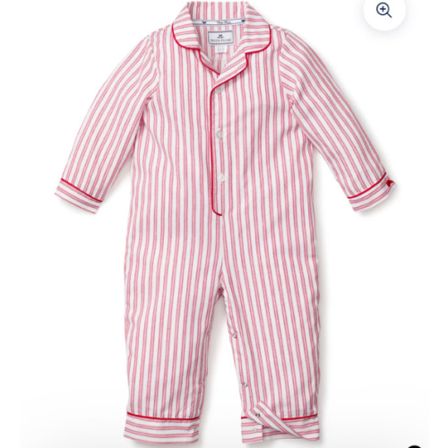 Baby's Twill Romper in Antique Red Ticking