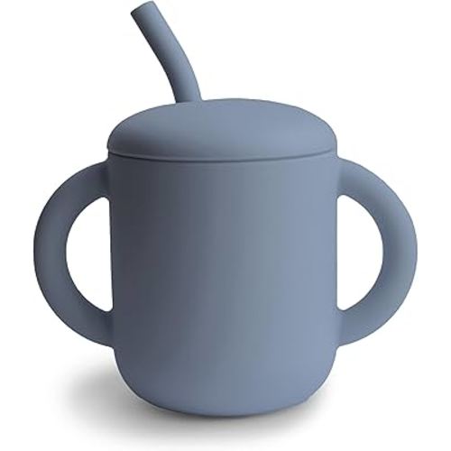 mushie 100% Silicone Training Cup & Straw for Toddlers | 6 Months+ (Tradewinds)
