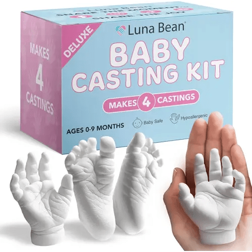 Luna Bean Baby Footprint & Hand Casting Kit (4 Pack) Newborn Milestone Keepsake Kit for Boys & Girls - Baby Shower Gifts Registry Must Have
