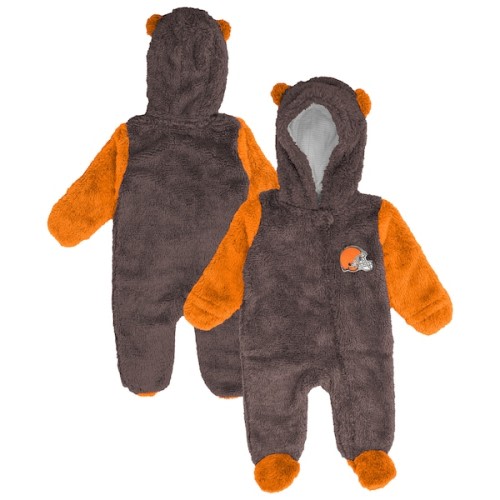 Newborn & Infant Cleveland Browns Outerstuff Brown Stay Napping Fleece Bunting Full-Zip Sleeper