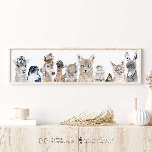 Southwest Nursery Decor, Desert Animals Mural Art, Pano Nursery Print, Baby Room Decor, Southwest Baby Art, Girl, Boy, PAPER, CANVAS, FRAMED