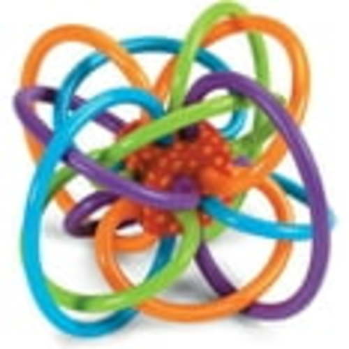 Rattle and Sensory Teether Baby Toy, Blue/Green/Orange
