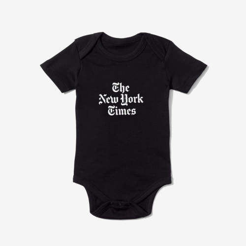 Baby Stacked Logo One-Piece – Black – The New York Times Store, 12-18 M