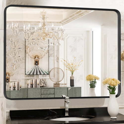 40"x 30" Wall Mirror Black