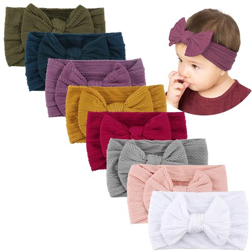 8PCS Baby Nylon Headbands Hair Bows for Baby Girls Babies Newborn Infant Toddler 0-3 0-6 6-12 Months
